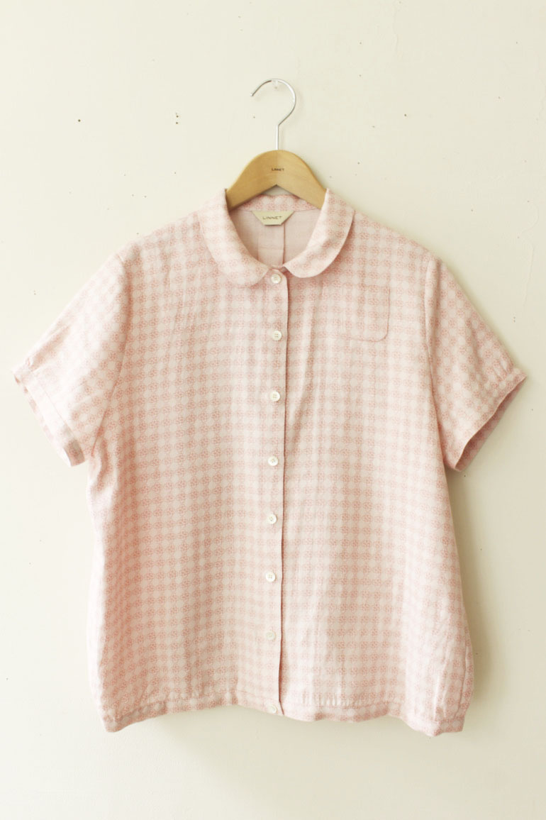 No.40 丸衿ブラウス半袖<br />ルールー　イングリッシュローズ